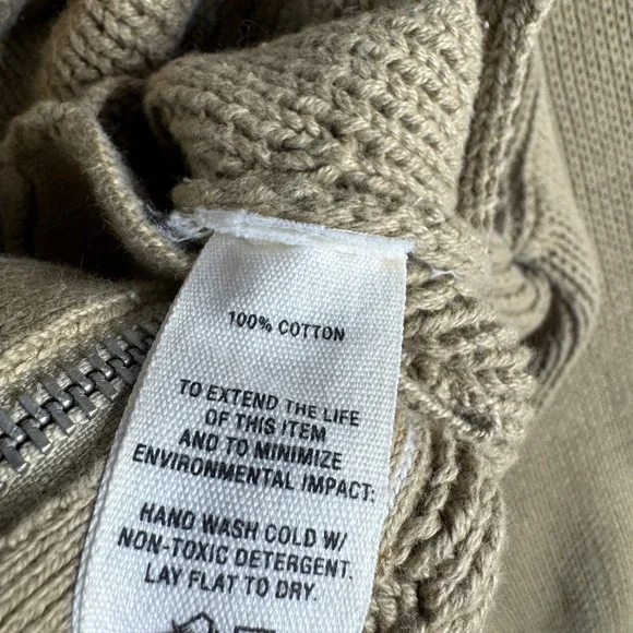 Alex Mill Wallace Sweater Jacket XL Vintage Khaki Chunky Ribbed Cotton Full Zip - Picture 5 of 8
